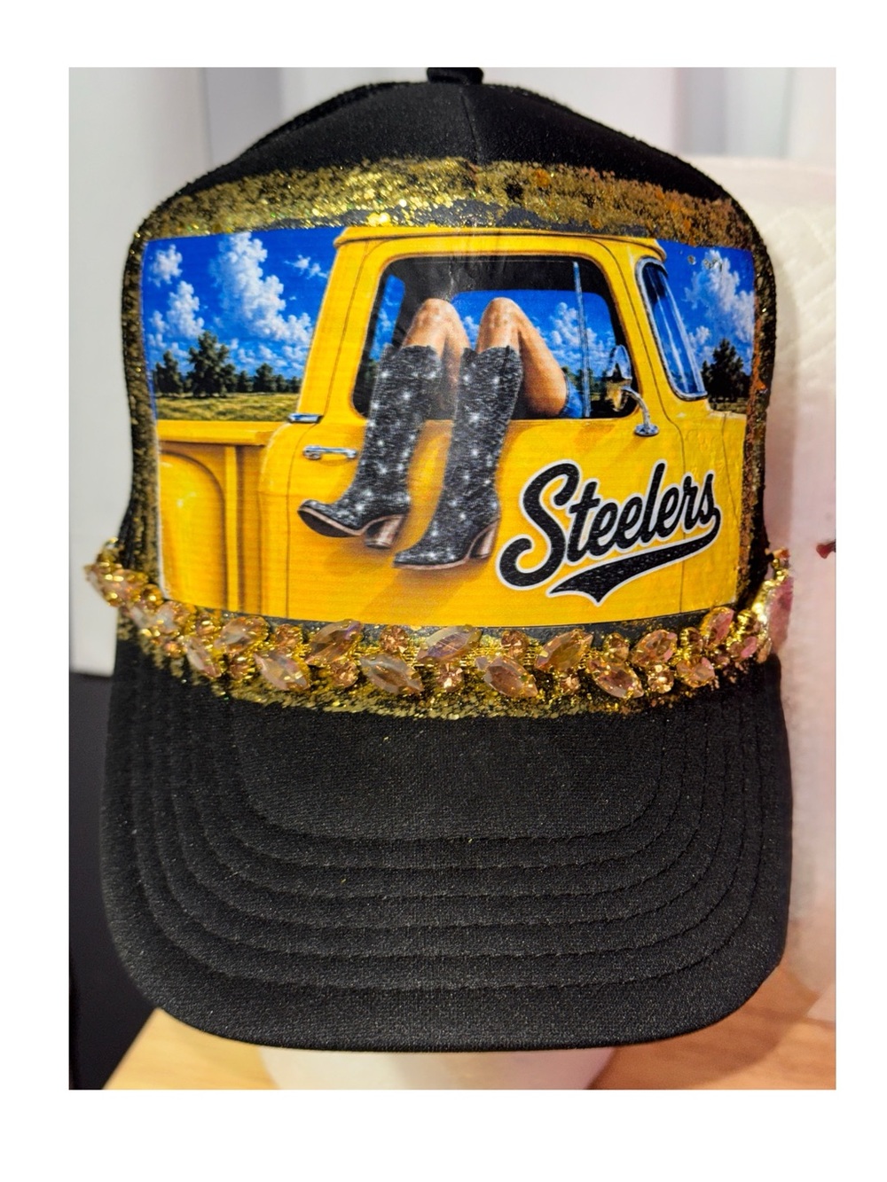 PITTSBURGH STEELERS BLING AND GLITTER TRUCKER HAT